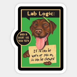 Great Chocolate lab on Chocolate Labrador with Green Pencil tee Sticker